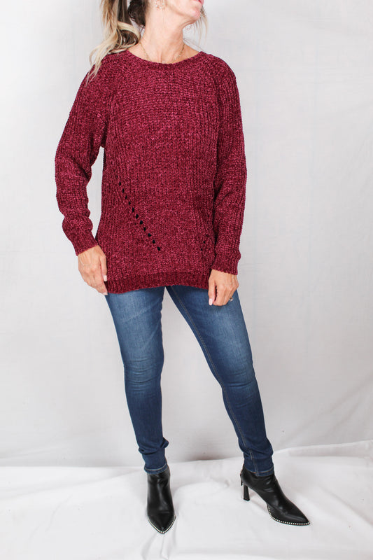 253525M-BU - Burgandy - Chenille Sweater A1106 - Pack