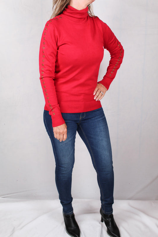 J2F52994120-S - Scarlet - Turtle Neck Sweater A1116 - Pack