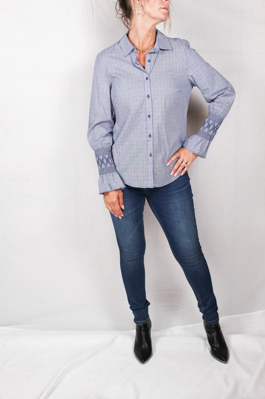 ST81JFXV9K-BW - Blue/White Glen Check Shirt A1343 - Pack