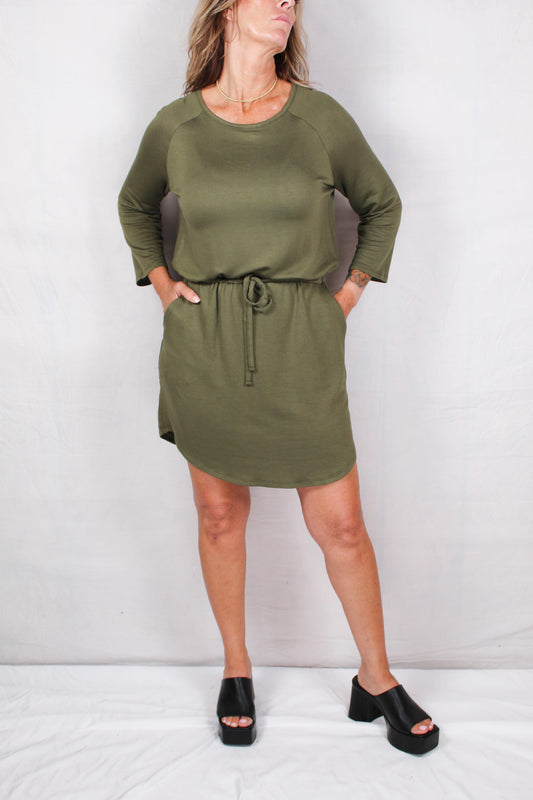 BBMD852-O - Olive - Tie Waist Dress A1386 - Pack