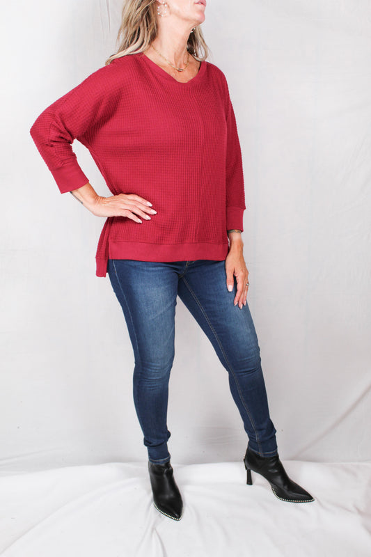 FM35777-CW - Crimson Wine - E - Dolman High Low Top A1437 - Pack