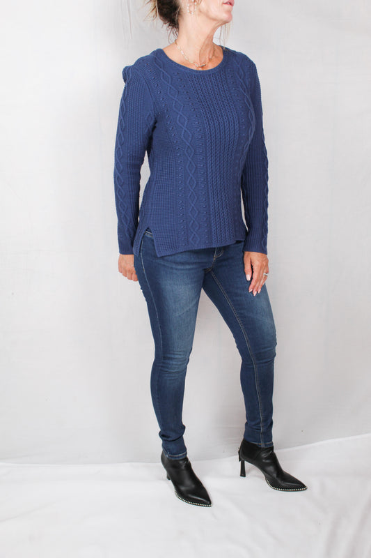 F21310-SB - Steel Blue - Cable Sweater A1457 - Pack