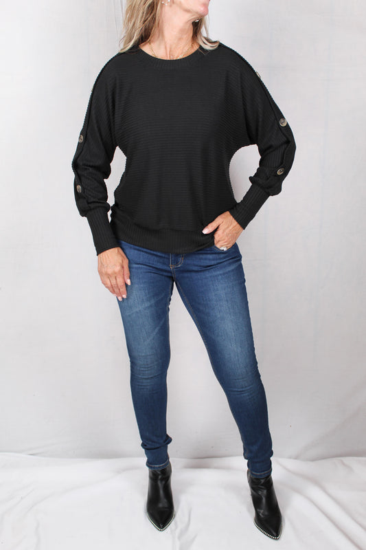 GS00692-B - Black Dolman Sleeve Rib A1466 - Pack