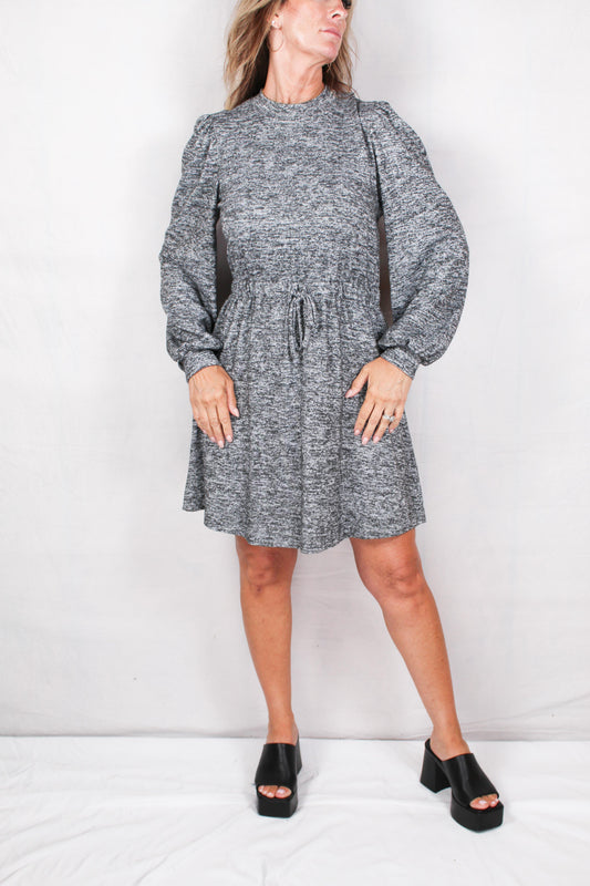 Z1Y037-H - Heather - Tie Waist Long Sleeve Dress A1510 - Pack