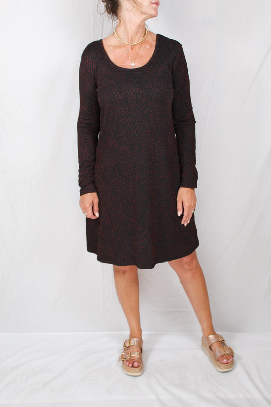 L8538A-B - Black / Red - Tie Back Long Sleeve Dresss A1515 - Pack