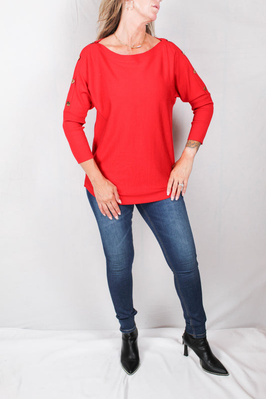 CX1R181-I - Intense Red - Dolman Sleeve Button A1521 - Pack