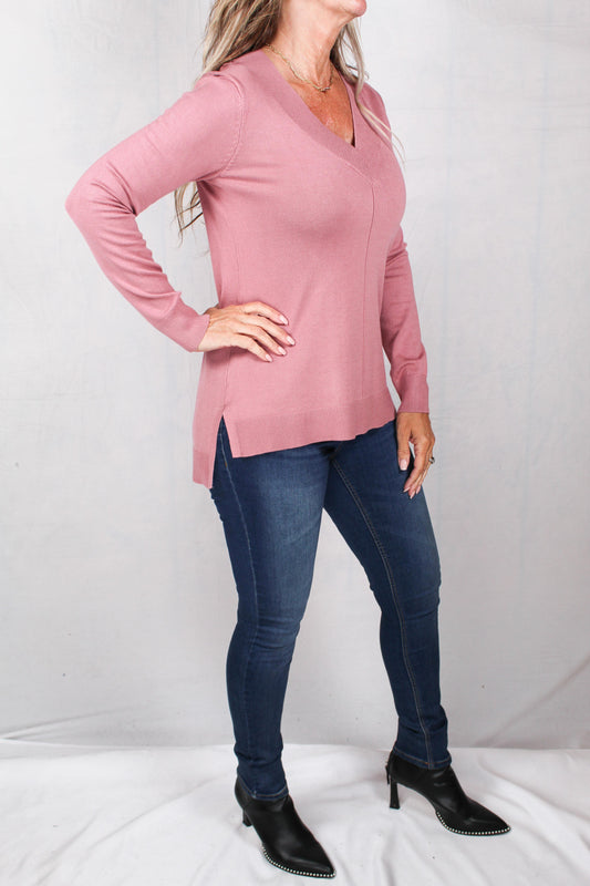 CG36307-DM - Deep Mauve V-neck Hi-Low A1524 - Pack