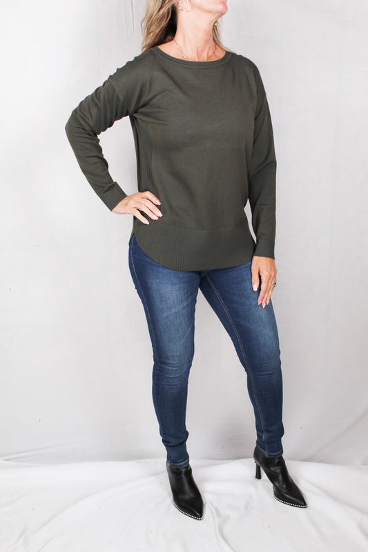 CG1A448-F - Forest Spruce - Curved Hem Long Sleeve Sweater A1536 - Pack