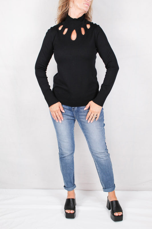 CG1X961-B - Black - Mock Neck Long Sleeve Top A1543 - Pack