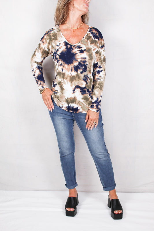 MF452BA47-N - Navy Combo - X-Back Tie Dye Top A1568 - Pack