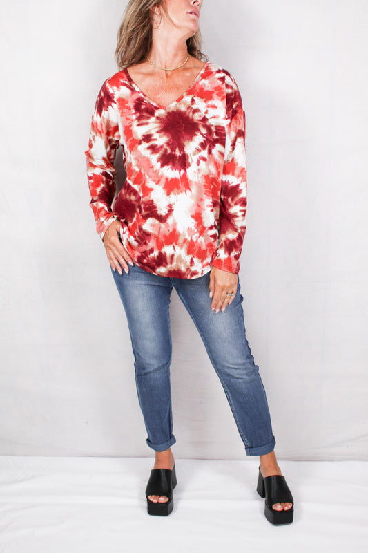 MF452BA47-B - Burgandy - X-Back Tie Dye Top A1569 - Pack