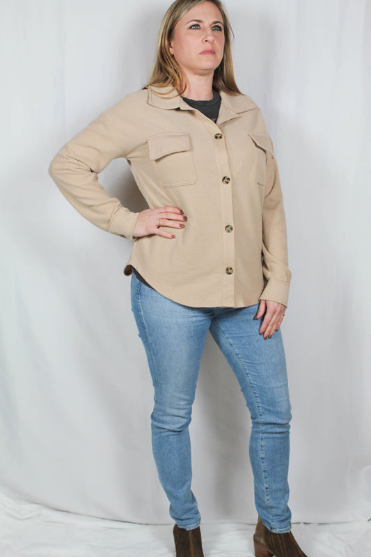LF472AK12-A - Almond - Long Sleeve Button Front Shacked with Pockets A2167 - Pack