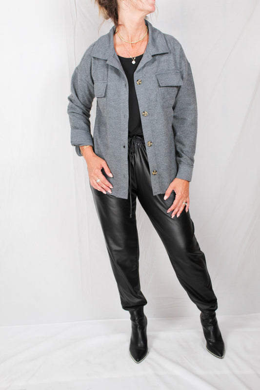 LF472AK12-H - Heather Grey - Long Sleeve Button Front Shacked with Pockets A2168 - Pack