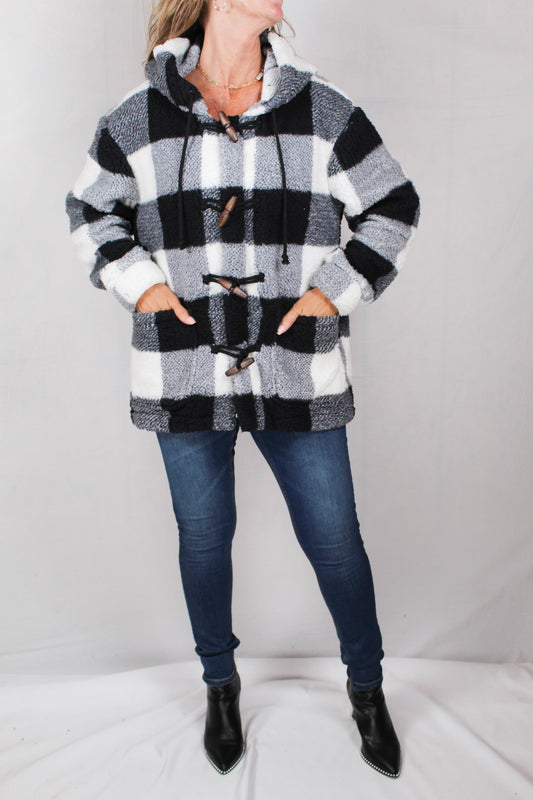 SA2001-B - BLack / White Sherpa Toggle Jacket A1630 - Pack