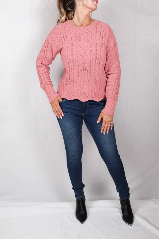 HAD1350-D - Dusty Rose Mixed Stitch Sweater A1639 - Pack