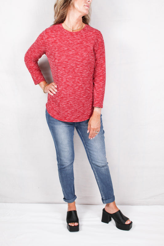 K442003-G - Garnet 3/4 Sleeve High Low Top A1651 - Pack