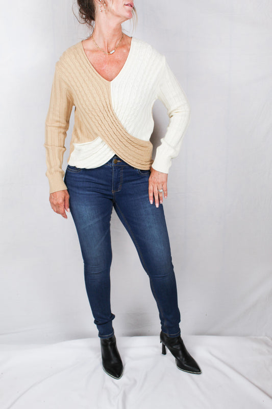 HAD2691-S - Sesame Combo Cross Over Sweater A1666 - Pack