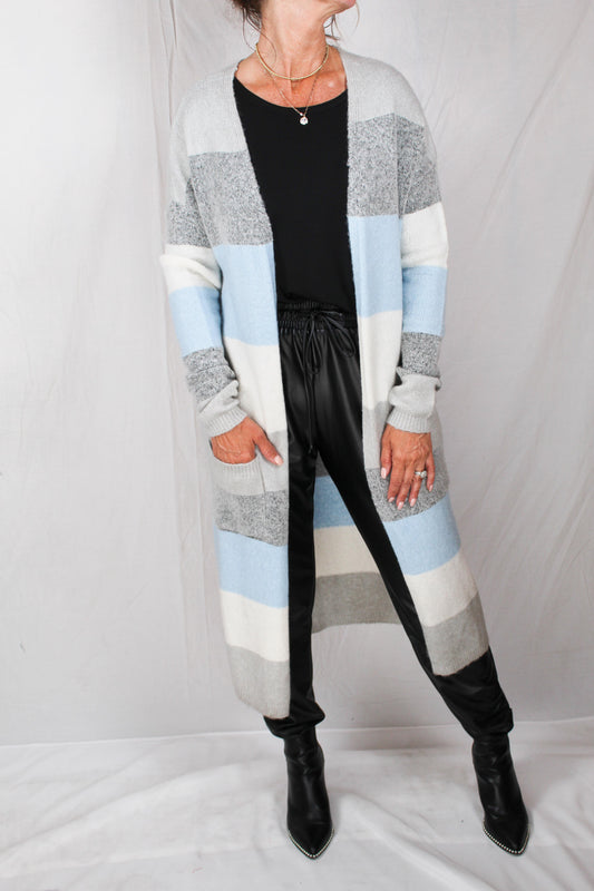 HAD2780-L - Light Heather Grey Combo - Stripe Cardigan A1668 - Pack