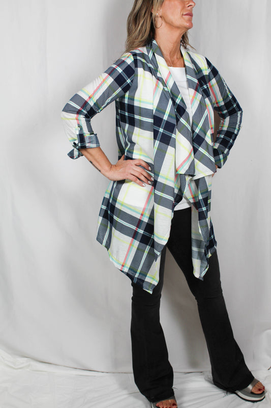 PN35145-N - Navy / Ivory 33B - Plaid Cardigan A1789 - Pack