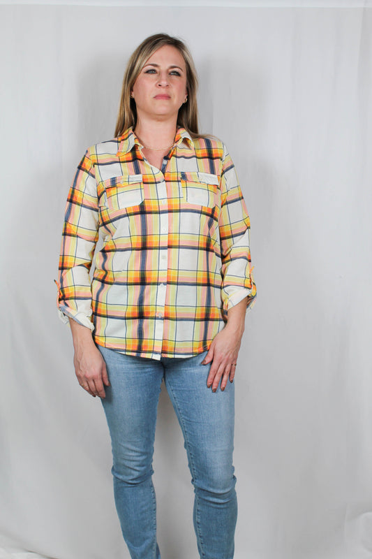 PN35345-N - Navy 26A - Plaid Roll Tab Shirt A1791 - Pack