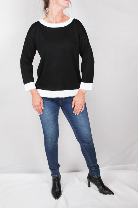 CGTP01843-B - Black/White - Tipped Sweater A2079 - Pack