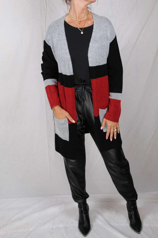 NS1087-R - Red Combo - C/R Two Pocket Cardigan A2091 - Pack