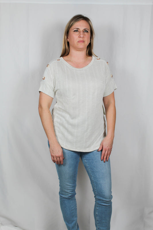 FP35839-G - Gray A - Dolman Sleeve Button Trim Top-Plus A2112 - Pack