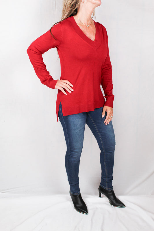 CG36307-R - Real Red - V-Neck Tunic Sweater A2132 - Pack