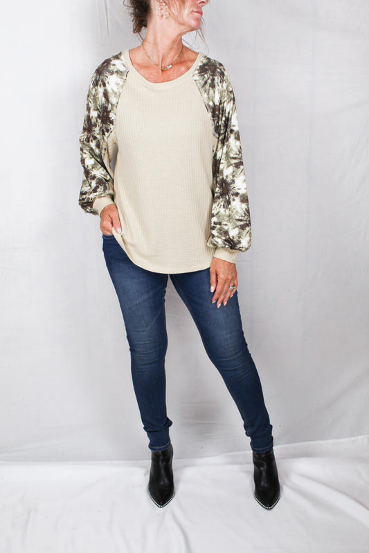 MG794AE85-B - Brown - V-Neck Bishop Sleeve Top A2180 - Pack