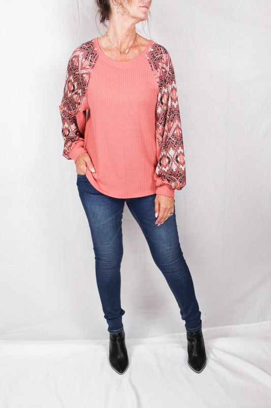 MG794AE85-C - Clay - V-Neck Bishop Sleeve Top A2181 - Pack
