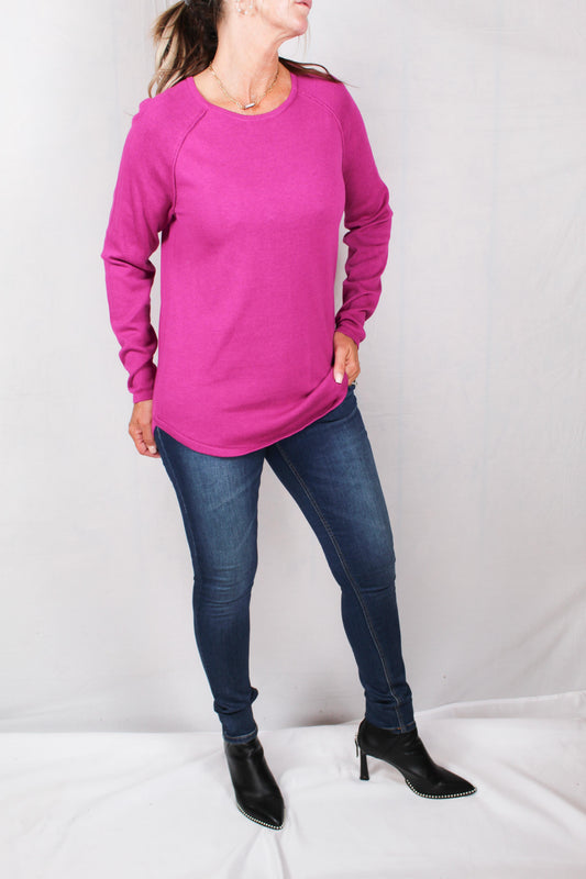 F22100-FE - Festival Fuschia - Fine Gauge Round Hem Sweater A2192 - Pack