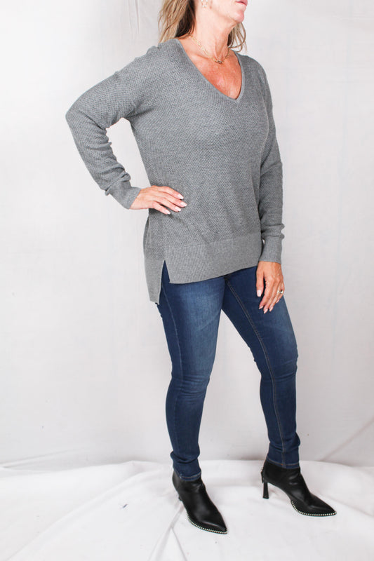 F22150-F - Flannel - Baby Waffle V-Neck Sweater A2194 - Pack