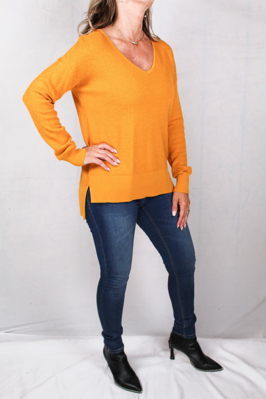 F22150-G - Golden Yellow - Baby Waffle V-Neck Sweater A2195 - Pack