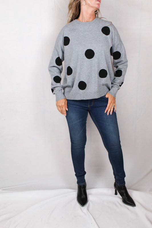 F22684-S - Silver / Black - Dot Sweater A2199 - Pack