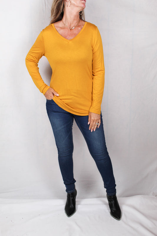 K502205-H - Harvest Gold - Long Sleeve V-neck High/Low Hem A2250 - Pack