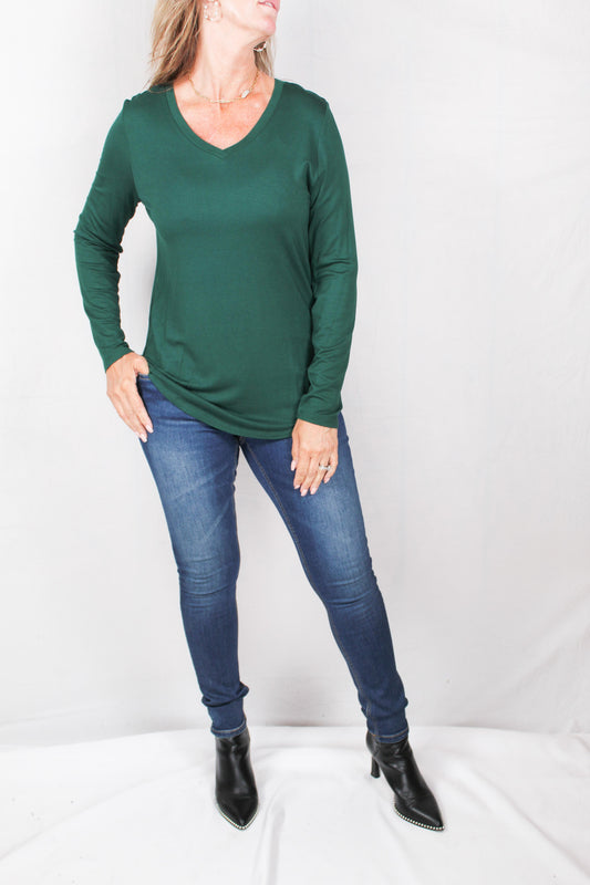 K502205-S - Sycamore - Long Sleeve V-Neck High/Low Hem A2252 - Pack