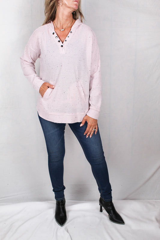SWM30014-R - Winter Rose (A) - Waffle L/SLV Hooded Sweatshirt w/ Pockets A2276 - Pack