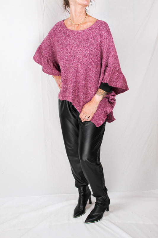 SBP-2754-P - Purple - Poncho w/ Ruffled Edge A2333 - Pack