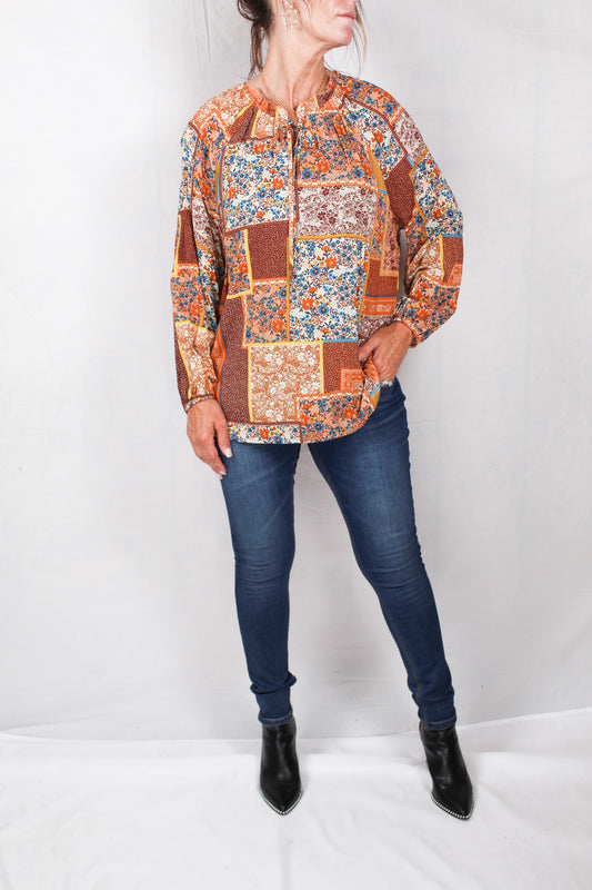 RP890493-C - Camel - Patch Print Blouse A2342 - Pack