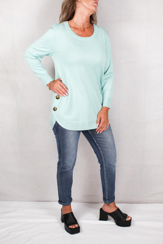 FS50118-P - Pastel Turquoise - Button Side Sweater A2348 - Pack