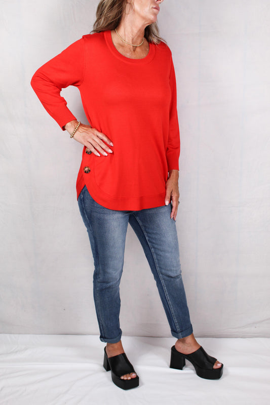 FS50118-H - Haute Red - Button Side Sweater A2349 - Pack