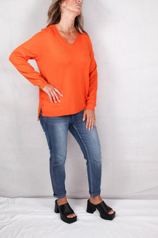 FS50043-P - Pumpkin Harvest - V-Neck Side Slit Sweater A2351 - Pack