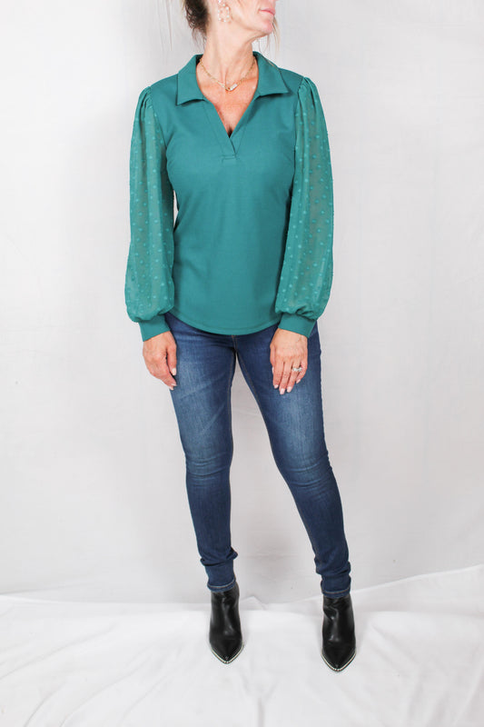 MG800BA28-E - Everglade - Long Sleeve Johnny Collar Top A2370 - Pack
