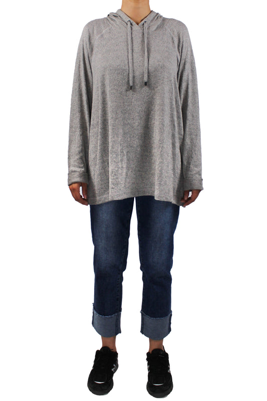 ZX1X035W-7 - GREY - Hoodie Raglan Sleeve Tunic Top with Side Slits A2505 - Pack