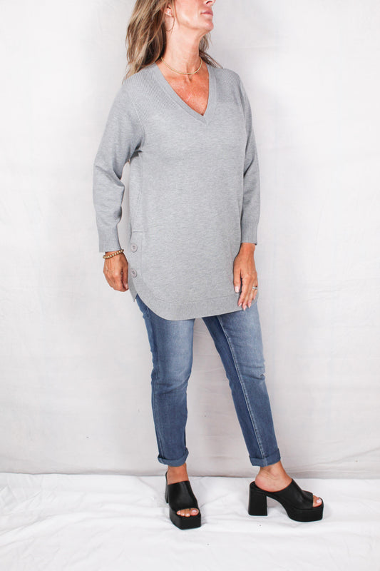 FS50177-G - Gray - Long Sleeve V-Neck Tunic A2714 - Pack