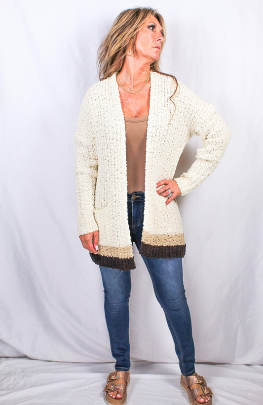 BC1165-O - Oatmeal/Khaki/Coffee - 2 Pocket Cardigan A2720 - Pack