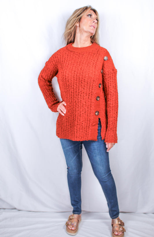 BC3938-R - Rust - Crew Neck Split Hem Sweater A2721 - Pack