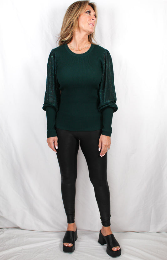 HAF7122-H - Hunter - Rhinstone Sleeve Top A2792 - Pack