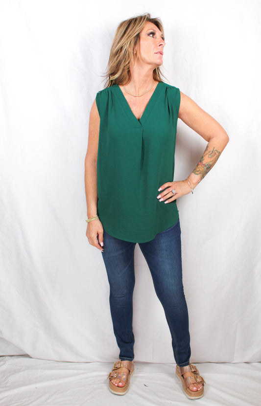NT1310-F - Forest - Sleeveless Inverted Pleat Blouse A2877 - Pack
