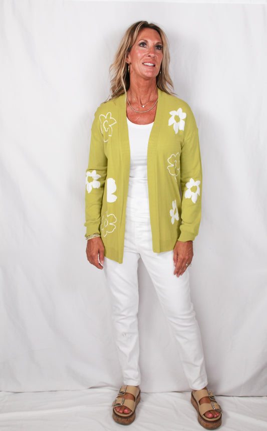 NS1448-L - Limeade / White - Flower Open Cardigan A2932 - Pack